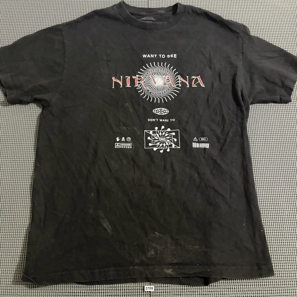 FTHECOOL Nirvana Graphic T-Shirt Mens Large Black Short Sleeve Crew Neck